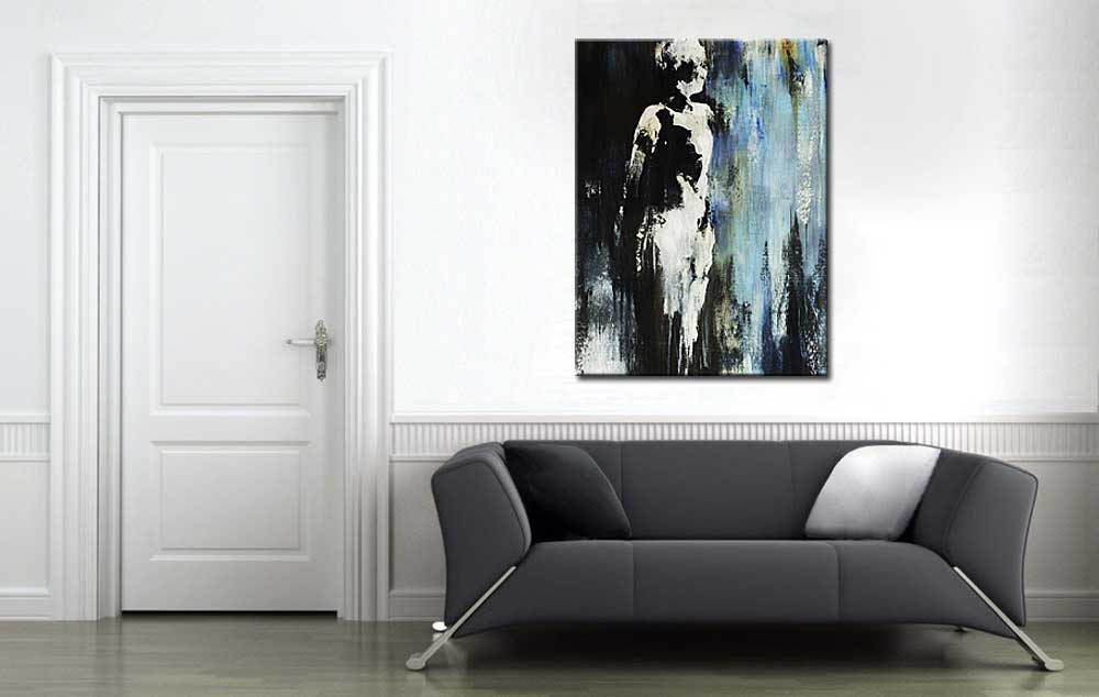 Figuratief schilderij Schaduw in Blauw 90x120cm - Afbeelding 4