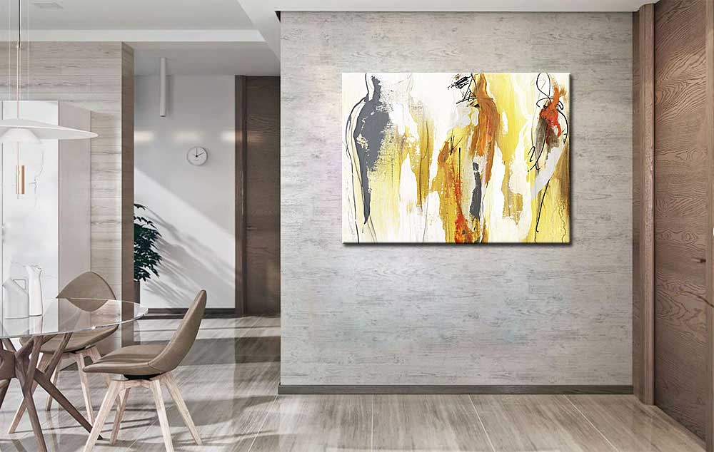 Abstract schilderij Golden Motion 120x90cm - Afbeelding 3