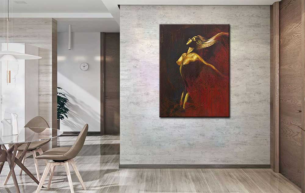 Erotisch schilderij Gouden Overgave 90x120cm - Afbeelding 3