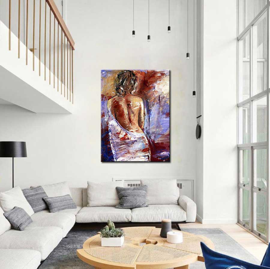 Vrouwen schilderij Stilte van Achteren 90x120cm - Afbeelding 2