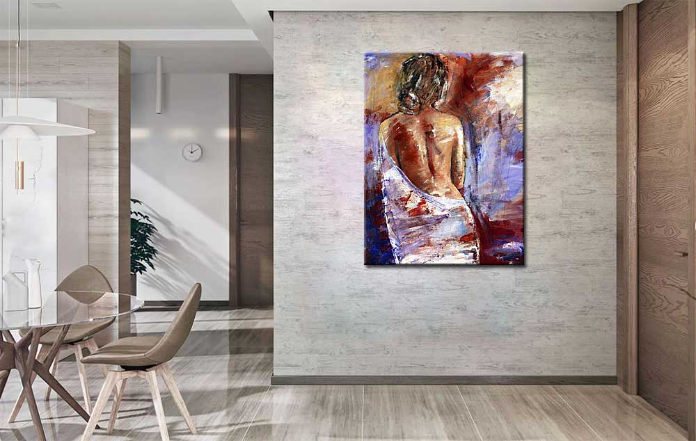 Vrouwen schilderij Stilte van Achteren 90x120cm - Afbeelding 3