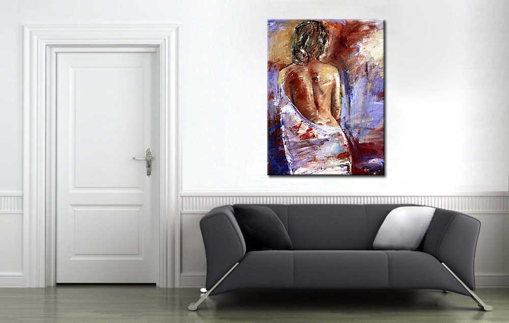 Vrouwen schilderij Stilte van Achteren 90x120cm - Afbeelding 4