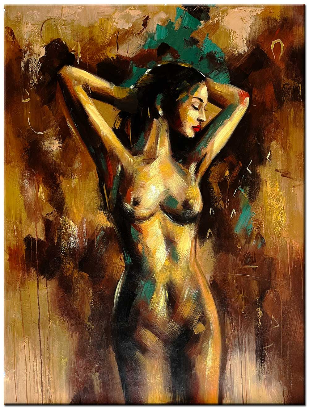 Erotisch schilderij Gouden Elegantie 90x120cm