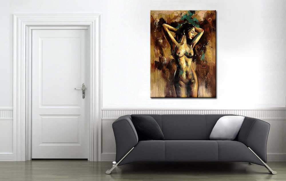 Erotisch schilderij Gouden Elegantie 90x120cm - Afbeelding 4