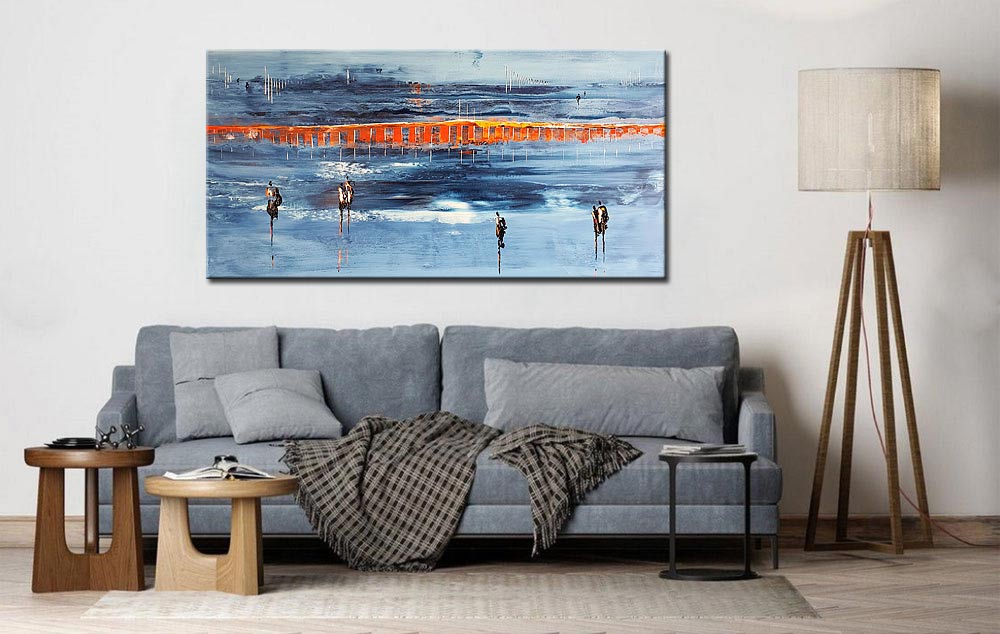 Abstract schilderij Spiegeling van de horizon 180x90cm - Afbeelding 4