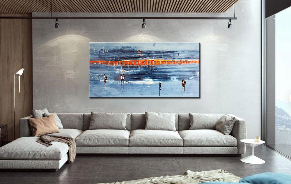 Abstract schilderij Spiegeling van de horizon 180x90cm - Afbeelding 2