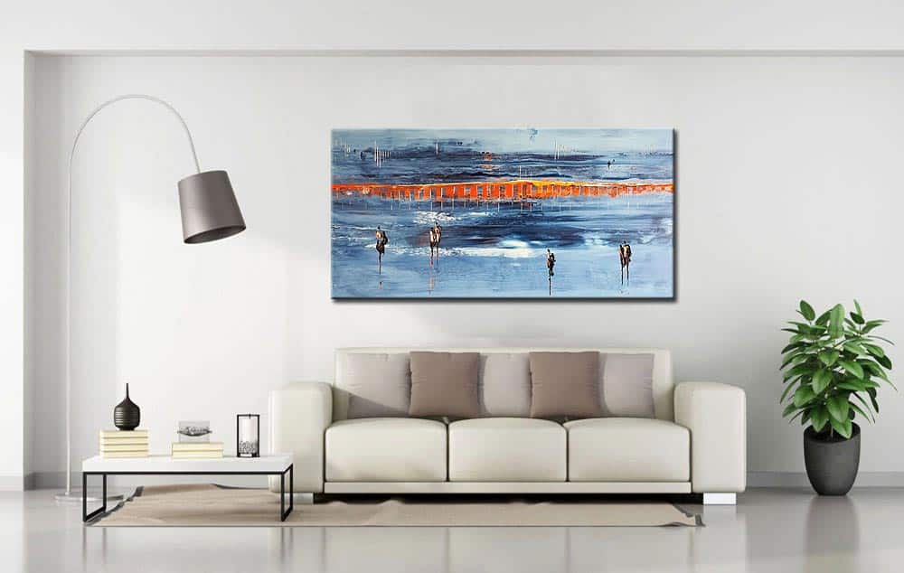 Abstract schilderij Spiegeling van de horizon 180x90cm - Afbeelding 3