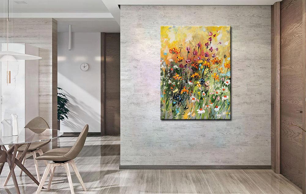 Bloemen schilderij zomerse bloemen 90x120cm - Afbeelding 4