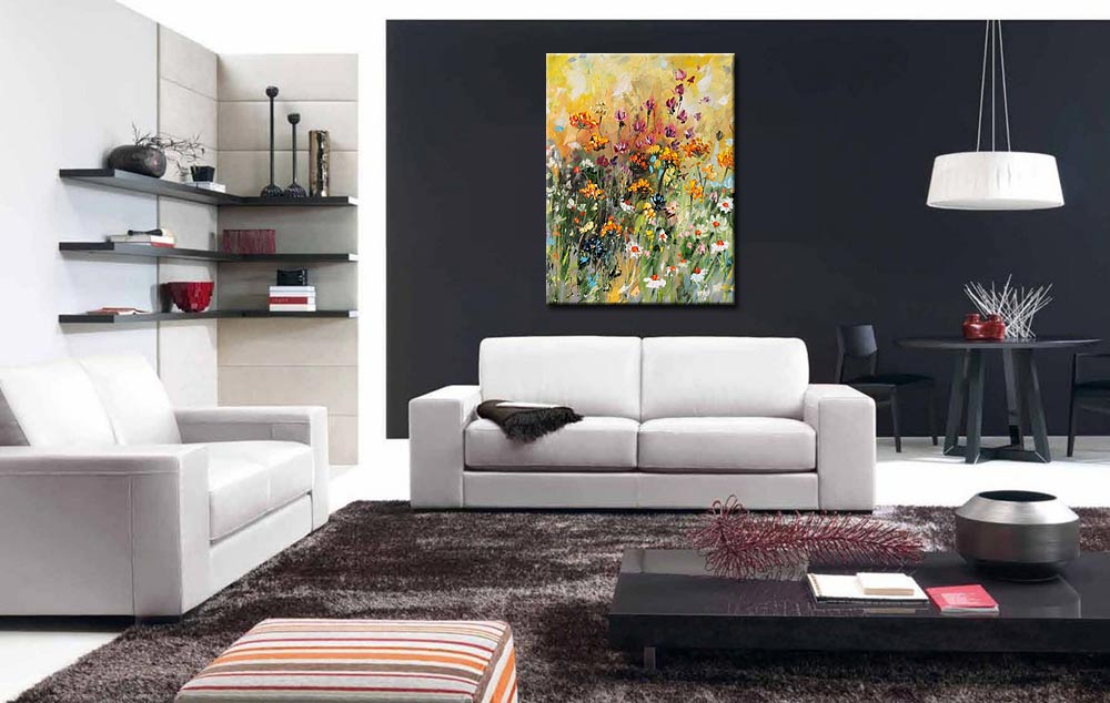 Bloemen schilderij zomerse bloemen 90x120cm - Afbeelding 3