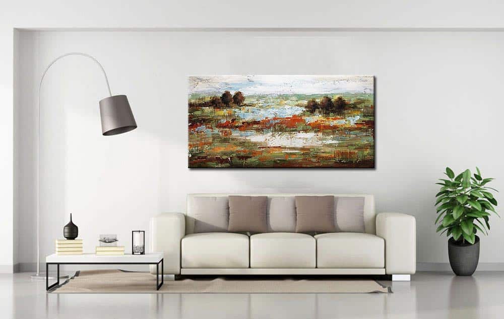 Abstract schilderij kleurrijk landschap 180x90cm - Afbeelding 3