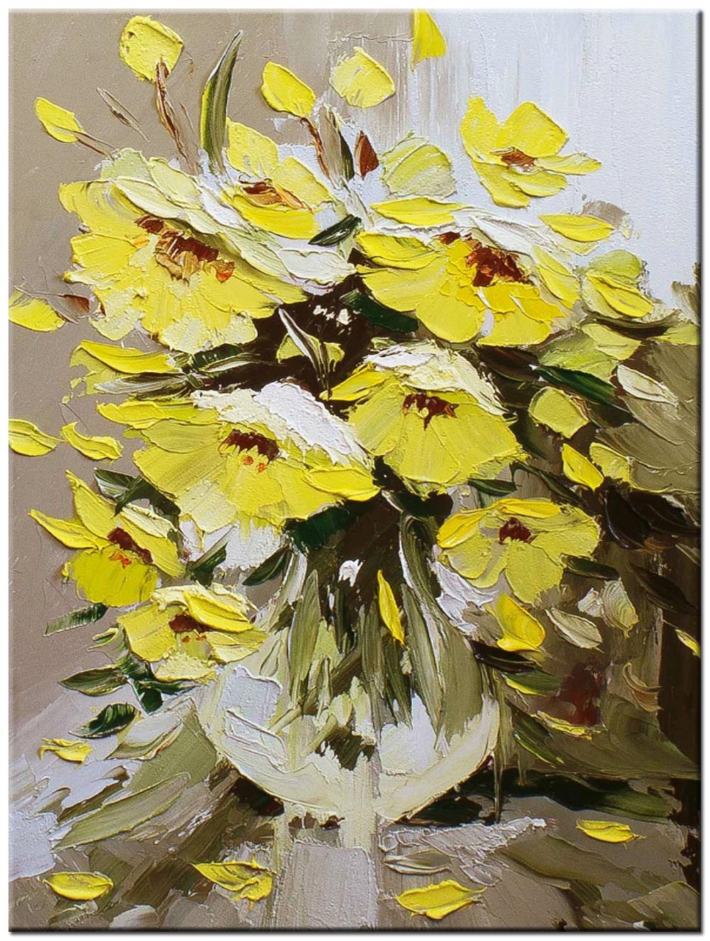 Schilderij Zonnegele Bloemen 90x120cm