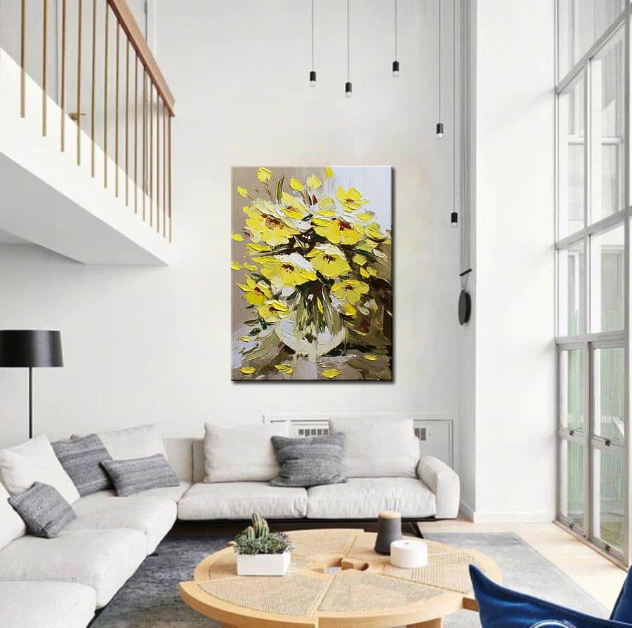 Schilderij Zonnegele Bloemen 90x120cm - Afbeelding 2