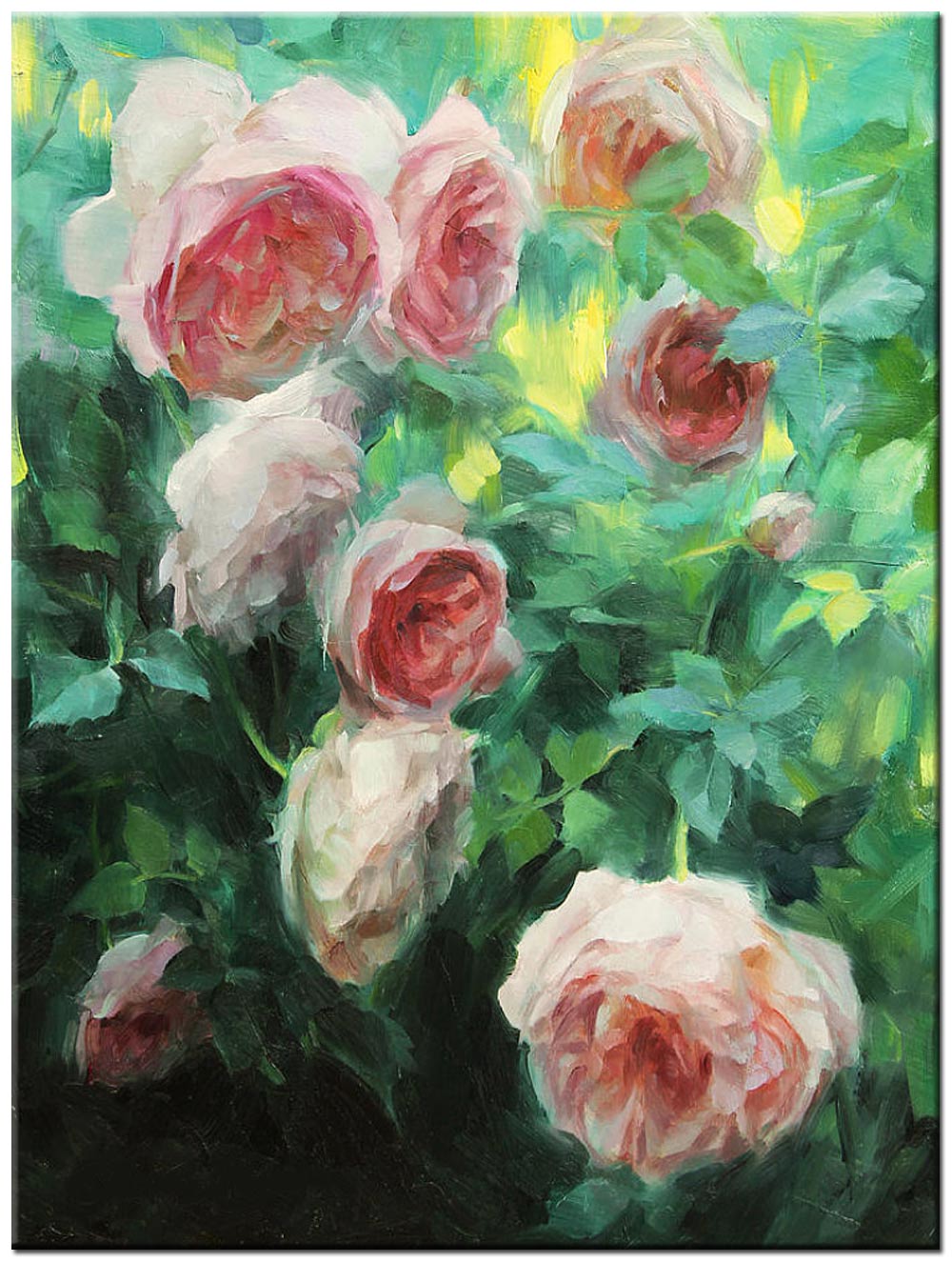 Schilderij Rozen in het Groen 90x120cm