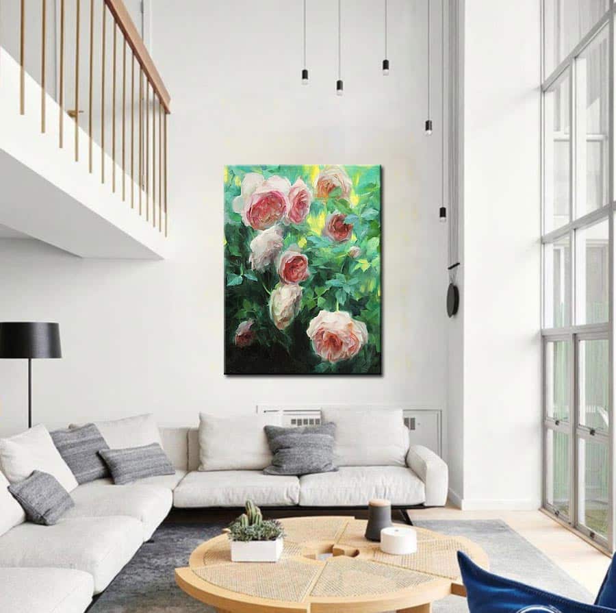 Schilderij Rozen in het Groen 90x120cm - Afbeelding 2