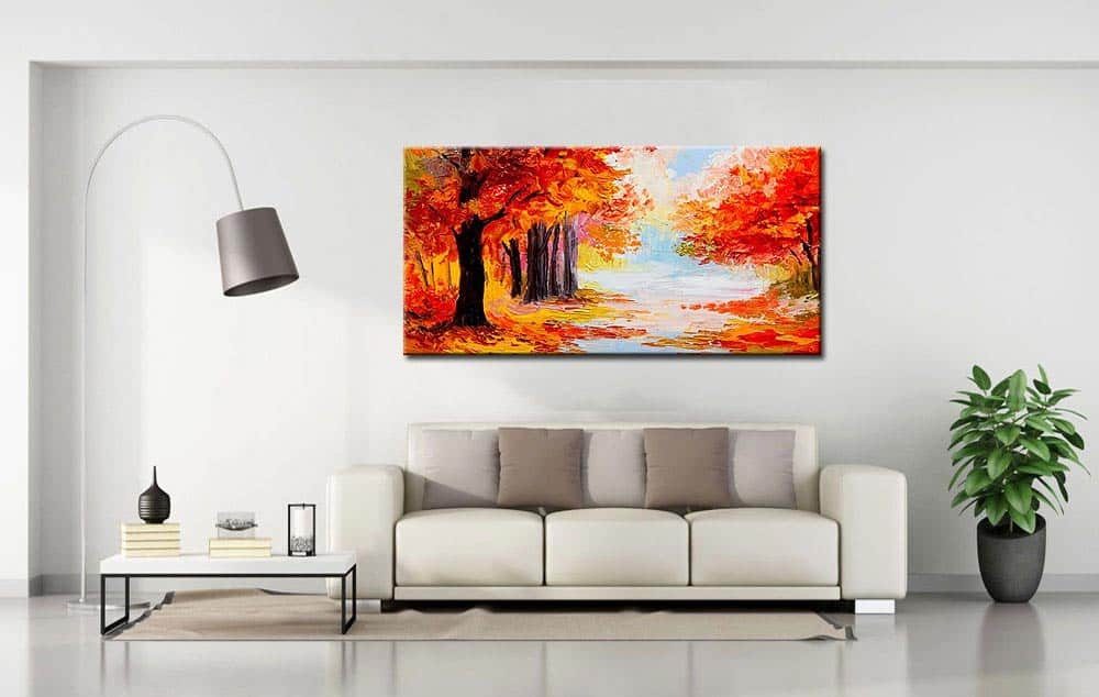 Natuur schilderij bomen in herfsttinten 180x90cm - Afbeelding 3