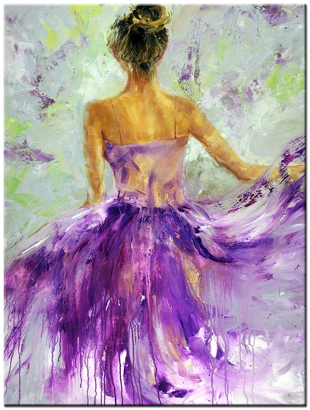 Vrouwen schilderij Lady in Purple 90x120cm