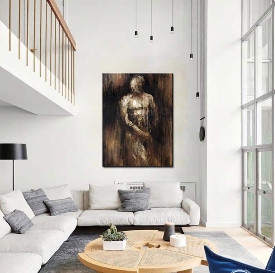 Erotisch schilderij Mannenlichaam 90x120cm - Afbeelding 2