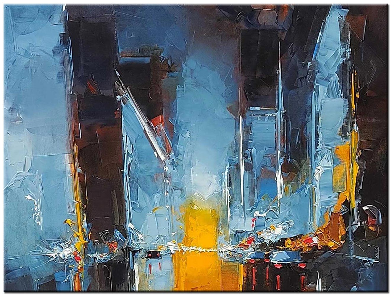 Stad modern abstract schilderij 120x90cm