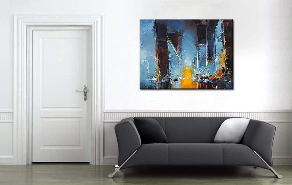 Stad modern abstract schilderij 120x90cm - Afbeelding 4