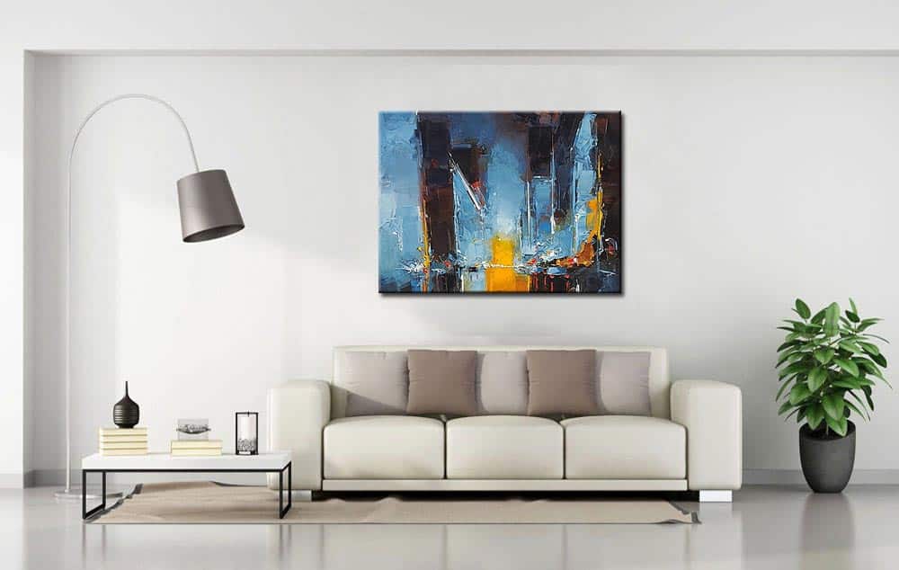 Stad modern abstract schilderij 120x90cm - Afbeelding 2