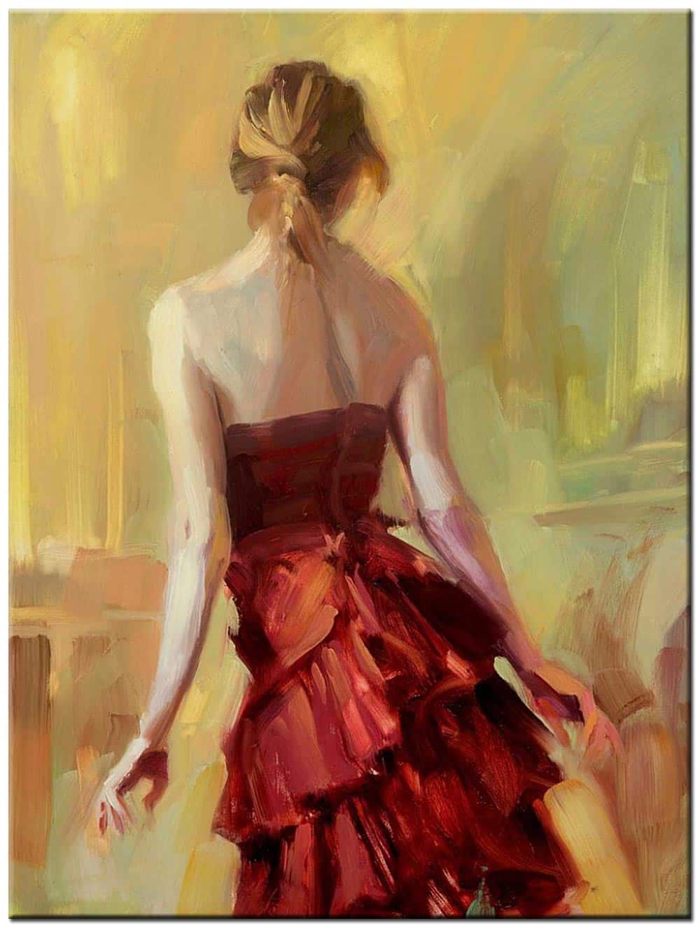 Vrouwen schilderij Lady in Red 90x120cm