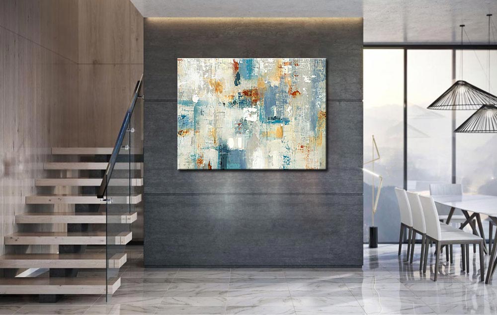 Blue Ice abstract schilderij 120x90cm - Afbeelding 3