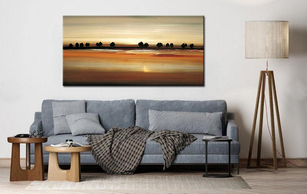 Abstract schilderij horizon met bomen 180x90cm - Afbeelding 4