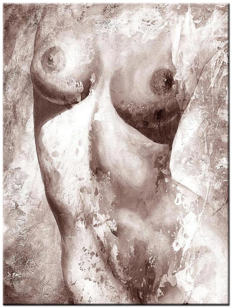Erotisch schilderij Sepia Sensualiteit
