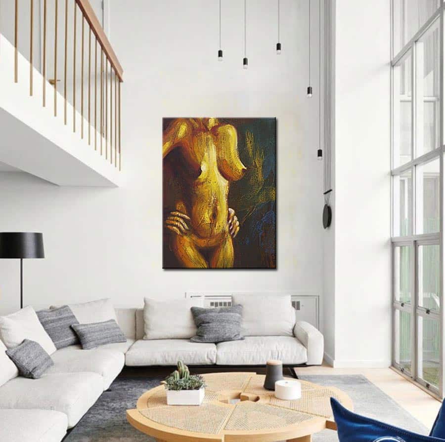 Erotisch schilderij Golden Body 90x120cm - Afbeelding 2