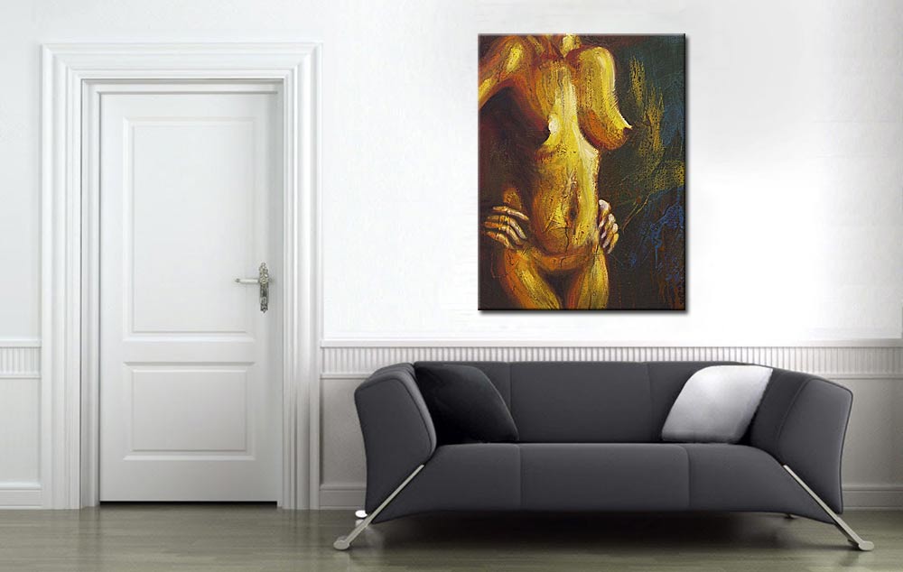 Erotisch schilderij Golden Body 90x120cm - Afbeelding 4