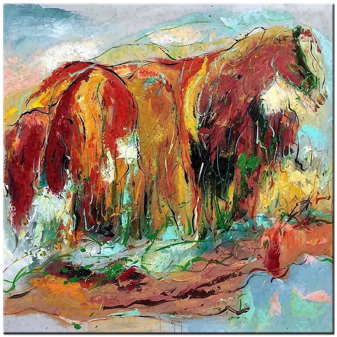 Paarden modern schilderij