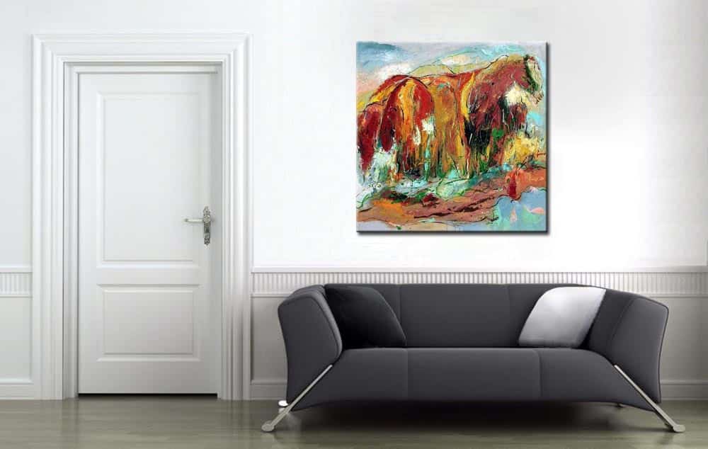 Paarden modern schilderij - Afbeelding 2