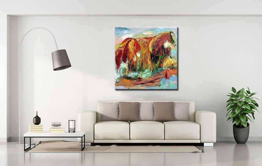Paarden modern schilderij - Afbeelding 4