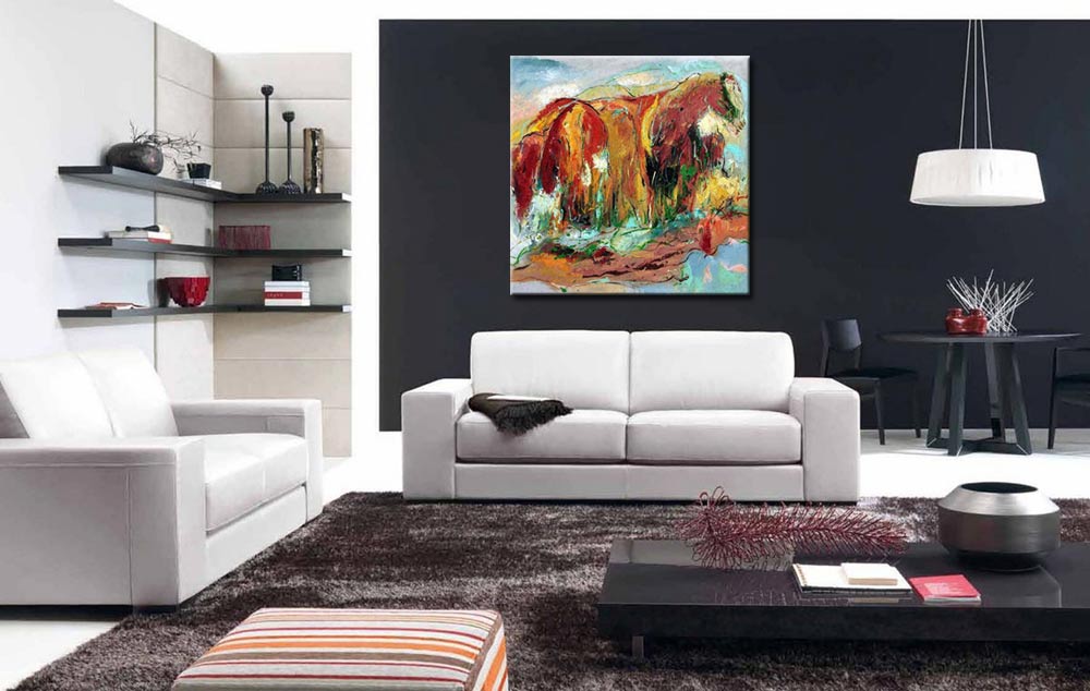 Paarden modern schilderij - Afbeelding 3