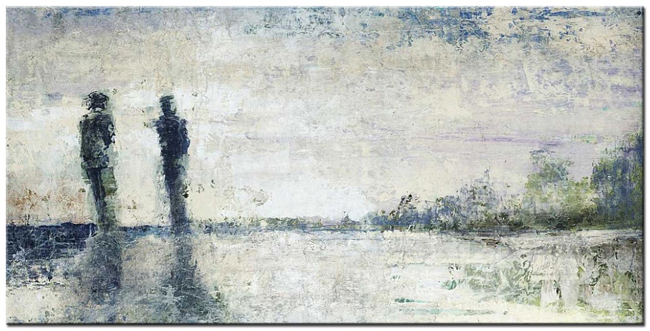 Sneeuwwandeling modern groot schilderij 180x90cm