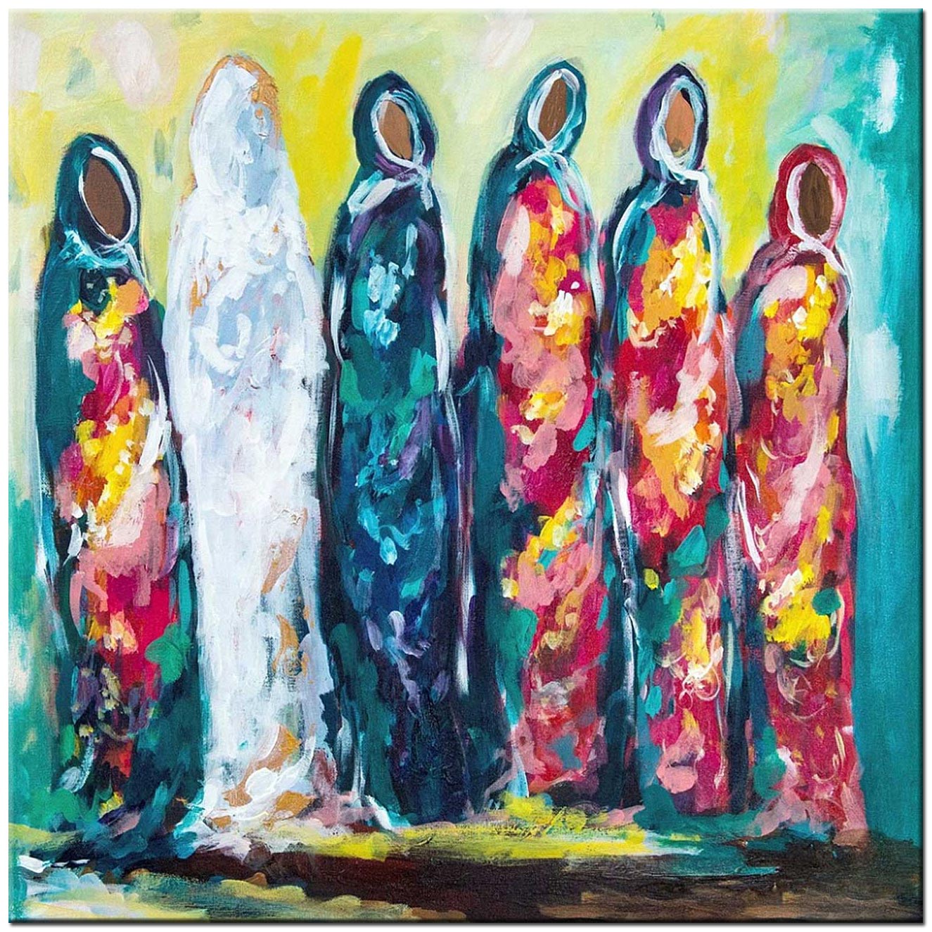 Figuratief modern schilderij Trouwerij