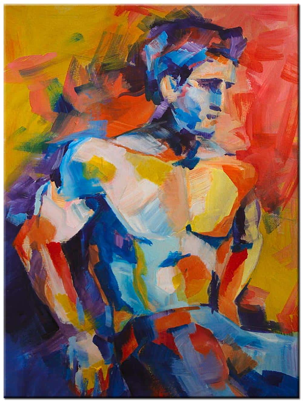 Stoere Man modern schilderij 90x120cm