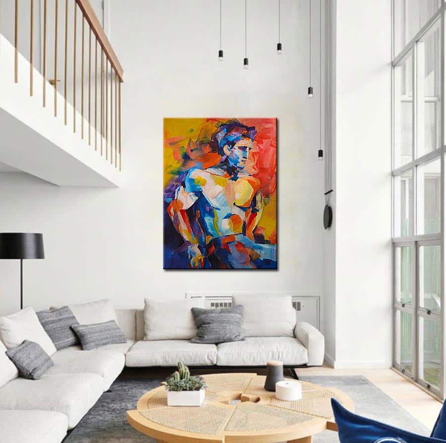 Stoere Man modern schilderij 90x120cm - Afbeelding 2