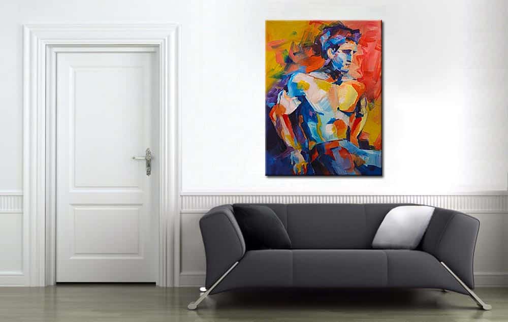 Stoere Man modern schilderij 90x120cm - Afbeelding 4