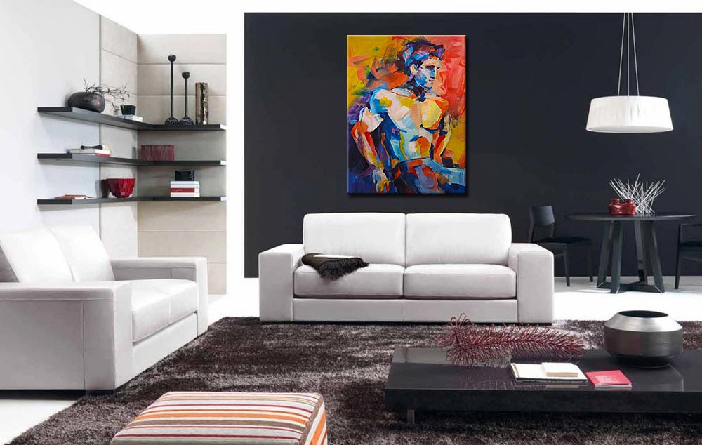 Stoere Man modern schilderij 90x120cm - Afbeelding 3