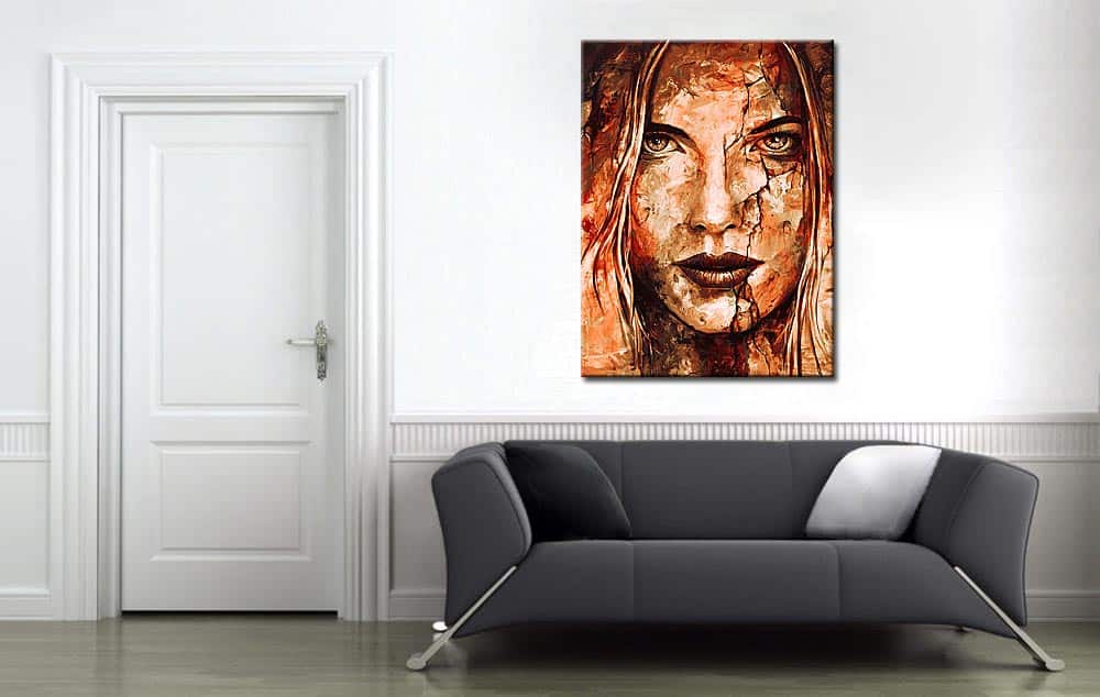 Gebarsten Dame modern schilderij 90x120cm - Afbeelding 4