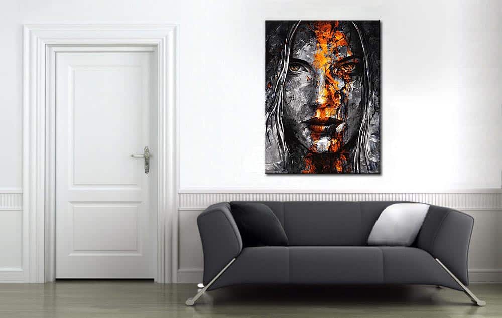 Vuurportret dame modern schilderij 90x120cm - Afbeelding 4
