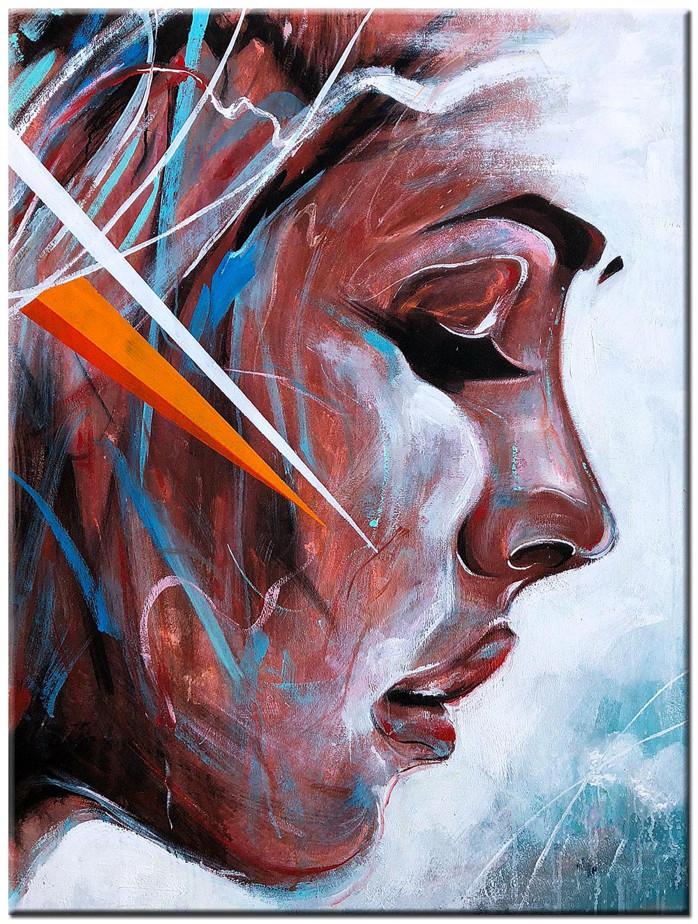 Zijaanzicht Dame modern schilderij 90x120cm