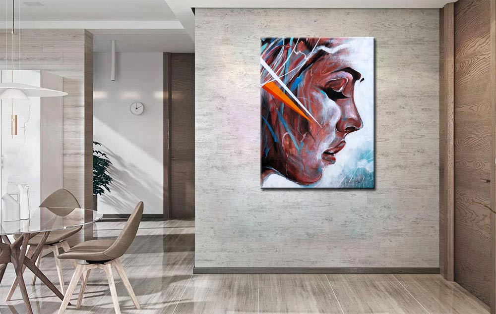 Zijaanzicht Dame modern schilderij 90x120cm - Afbeelding 4