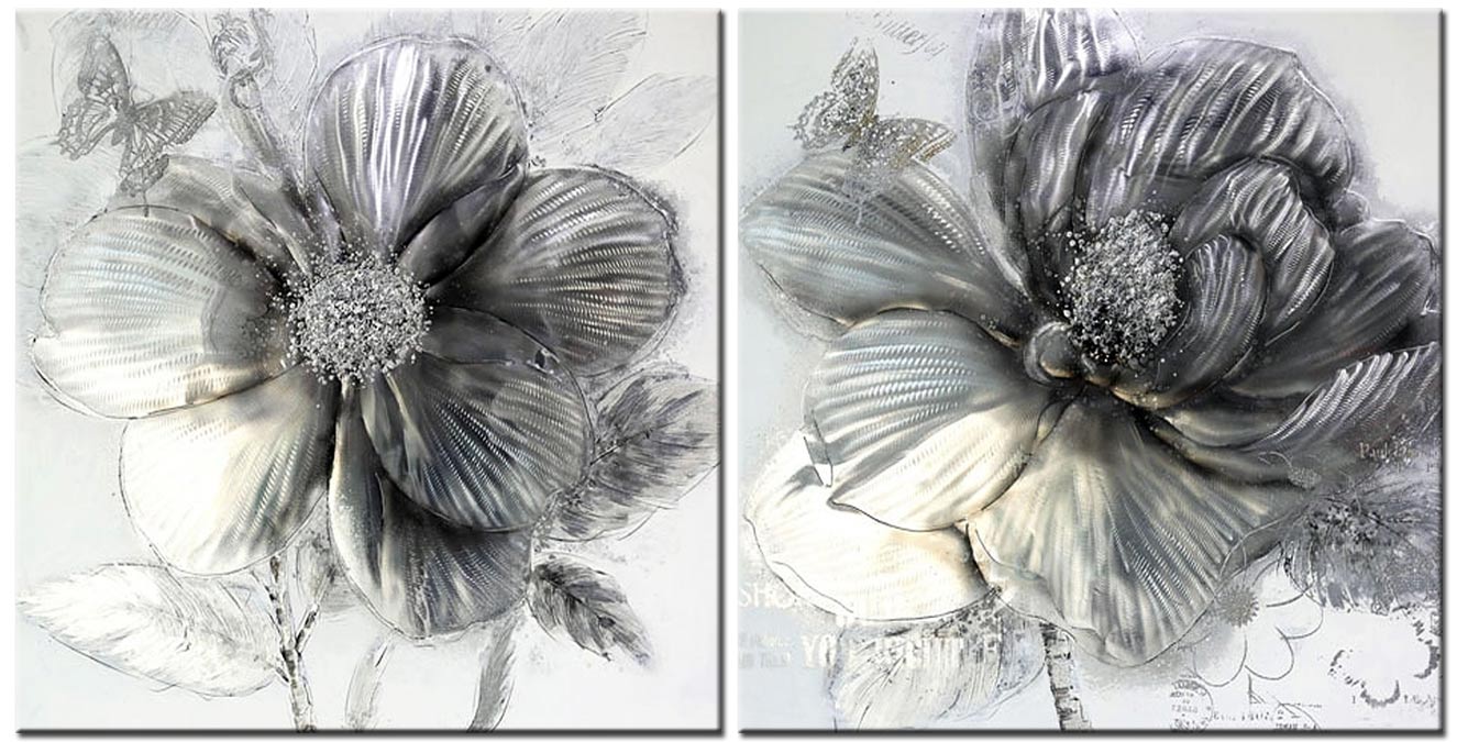 Bloemen modern tweeluik schilderij