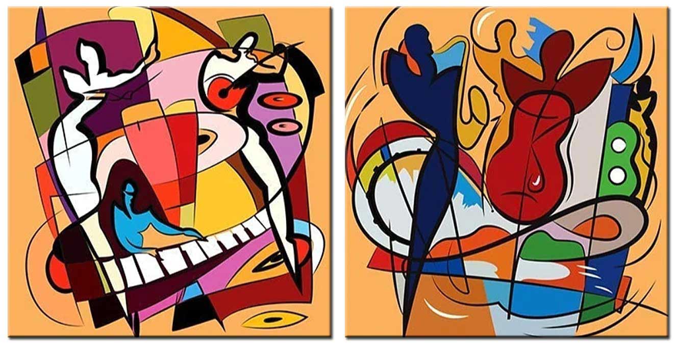 Making Music tweeluik schilderij