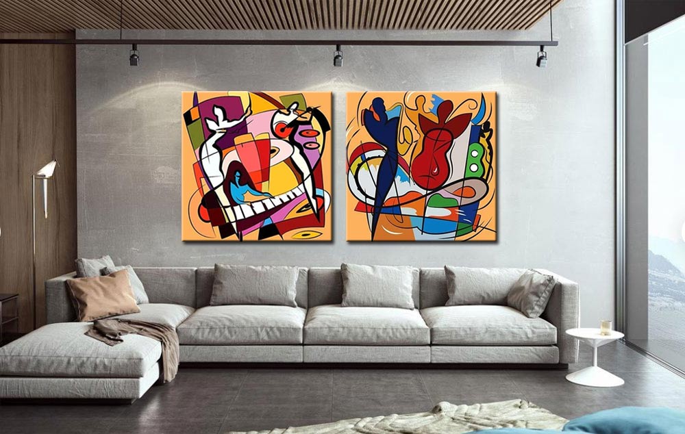 Making Music tweeluik schilderij - Afbeelding 2