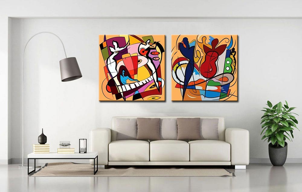 Making Music tweeluik schilderij - Afbeelding 3