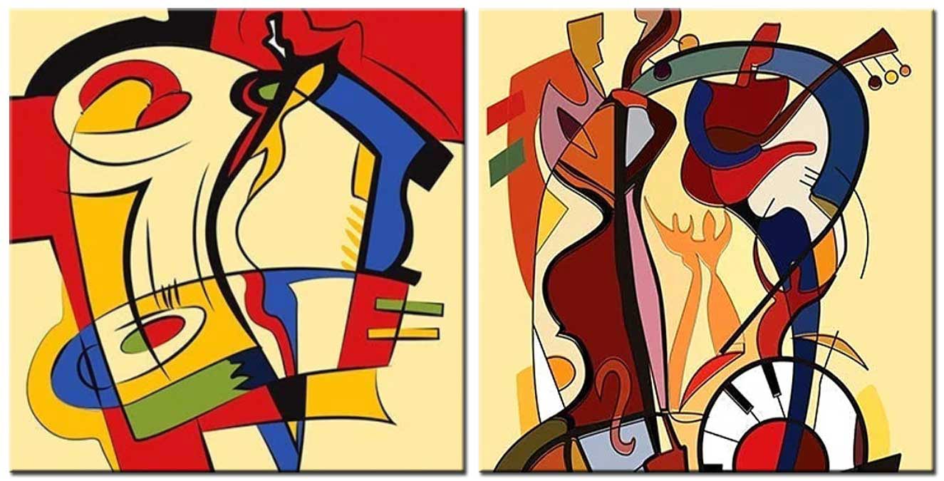 Play Music tweeluik schilderij