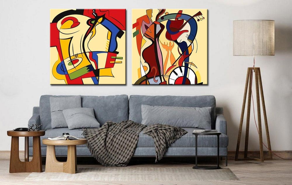 Play Music tweeluik schilderij - Afbeelding 4